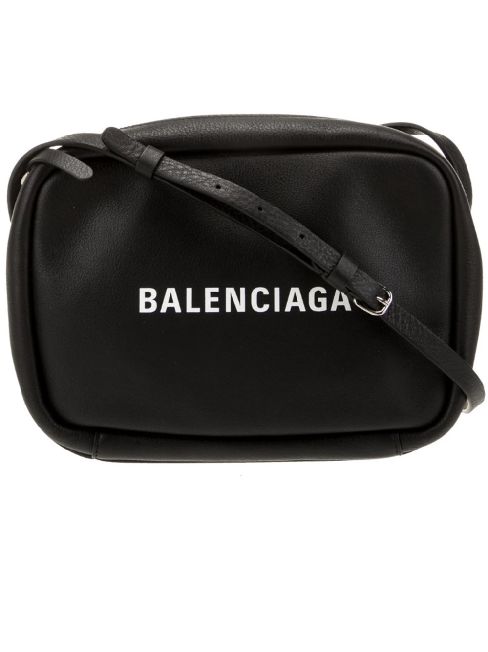 Balenciaga Black Leather Logo Crossbody Bag